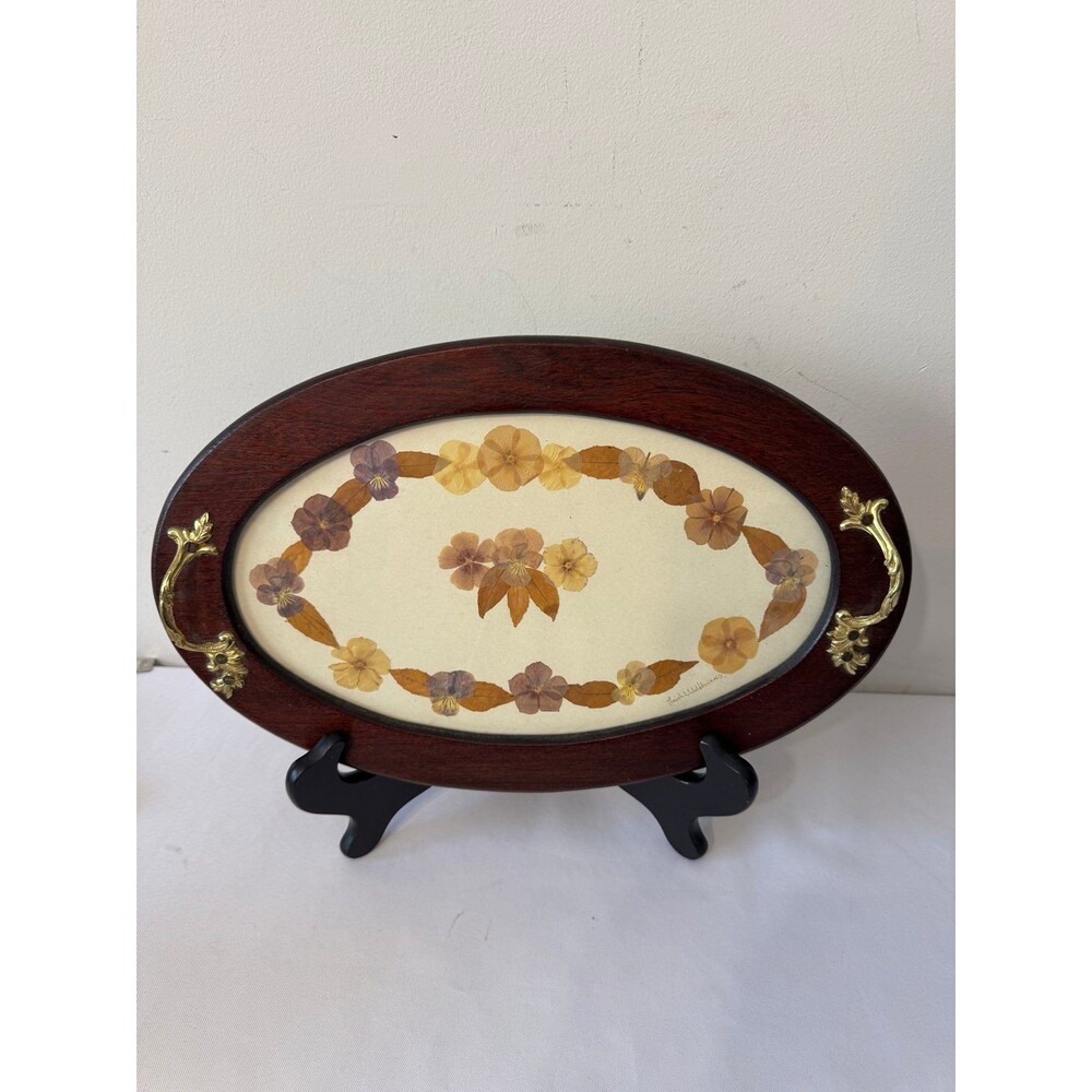 VINTAGE WILD IRISH Pressed Wildflowers Platter w/brochure
